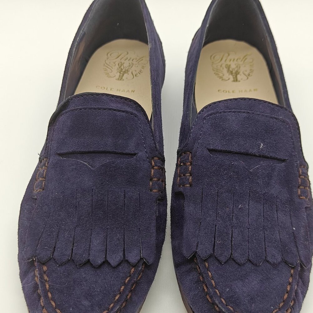Cole Haan Navy Blue Suede Tassel Loafer Flats